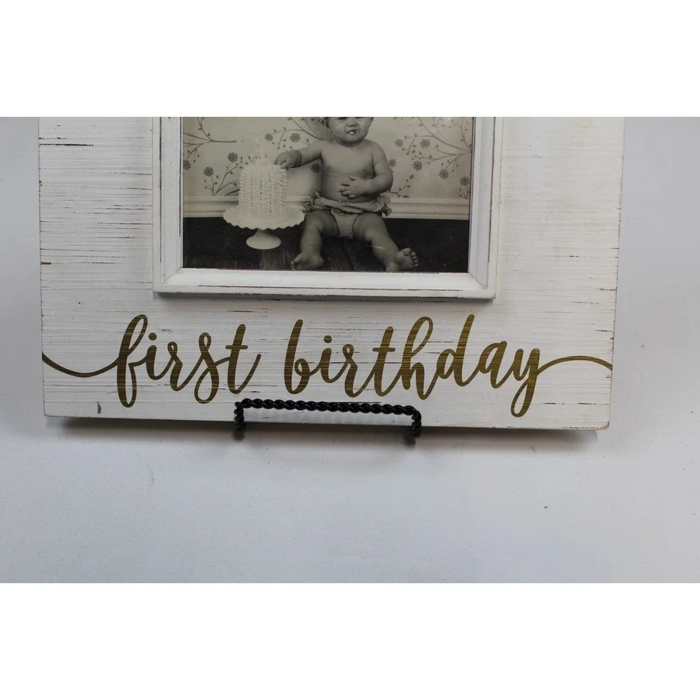 Mud Pie My First Birthday Frame Rustic Wooden Picture Frame 9.5 in. x 11 in.